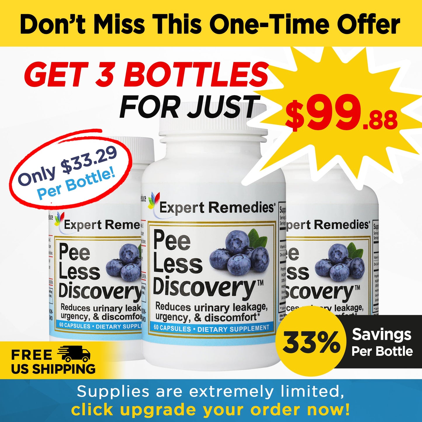 Pee Less Discovery Buy 2 Get 1 Free for $33.29 per bottle